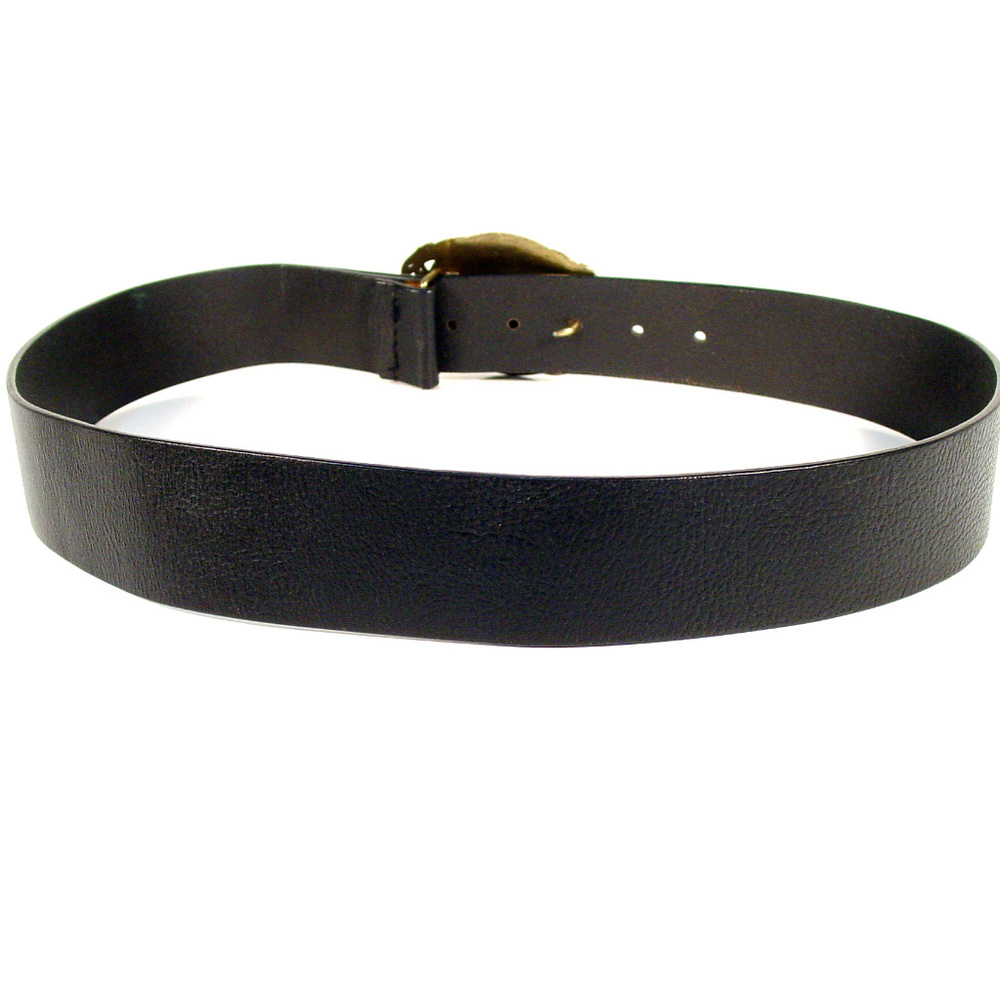 CHICO'S Wide Leather Belt Brass Filligree Buckle - Picture 3 of 5
